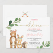 Invitation Baby shower des filles de Woodland (Devant / Derrière)