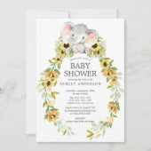Invitation Baby shower des filles du tournesol et du bébé élé (Devant)