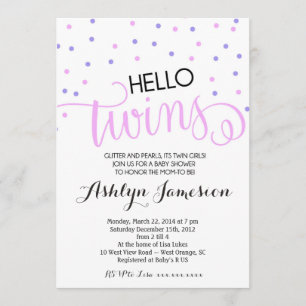 Invitation Baby shower des filles Hello Twins