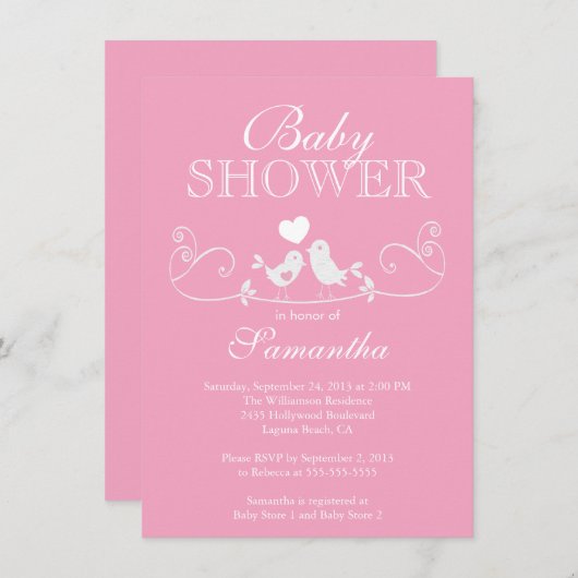 Invitation Baby shower des filles Inséparables mod (Devant / Derrière)