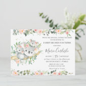 Invitation Baby shower des filles Koala Twin (Debout devant)