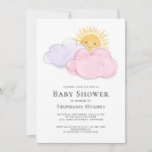 Invitation Baby shower Des Filles Soleil Et Nuages (Devant)