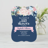 Invitation Baby shower des fleurs bleues de la Mar (Debout devant)