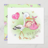 Invitation *~* Baby shower des fleurs cardiaques de bébé cigo (Devant / Derrière)