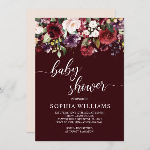 Invitation Baby shower des fleurs de Bourgogne
