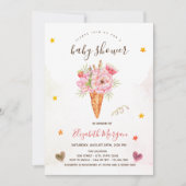 Invitation Baby shower des fleurs de crème glacée (Devant)