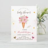 Invitation Baby shower des fleurs de crème glacée (Debout devant)