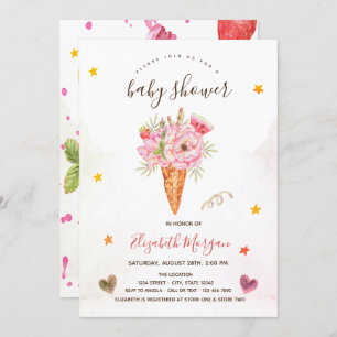 Invitation Baby shower des fleurs de crème glacée