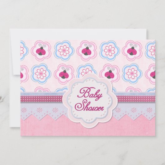 Invitation Baby shower des fleurs de Ladybug (Devant)