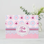 Invitation Baby shower des fleurs de Ladybug (Debout devant)