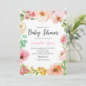 Invitation Baby shower des fleurs de printemps (Debout devant)