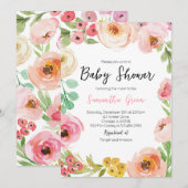 Invitation Baby shower des fleurs de printemps (Devant / Derrière)