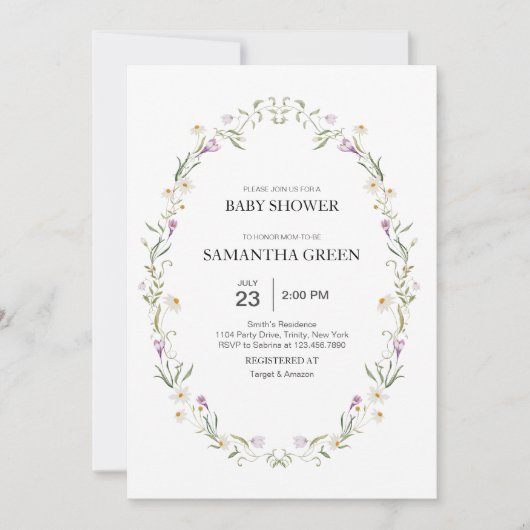 Invitation Baby shower des fleurs de printemps (Devant)