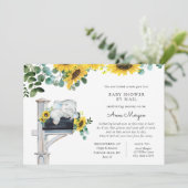 Invitation Baby shower des fleurs de soleil d'éléphant par co (Debout devant)