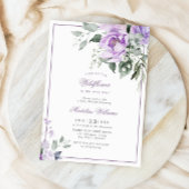 Invitation Baby shower des fleurs de violet d'Eucalyptus