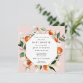 Invitation Baby shower des fleurs d'orange et des clémentines (Debout devant)
