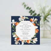 Invitation Baby shower des fleurs d'orange et des clémentines (Debout devant)