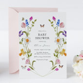 Invitation Baby shower des fleurs et papillons de printemps