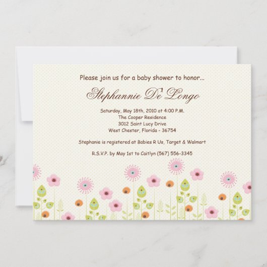 Invitation Baby shower des fleurs printanières 5x7 (Devant)