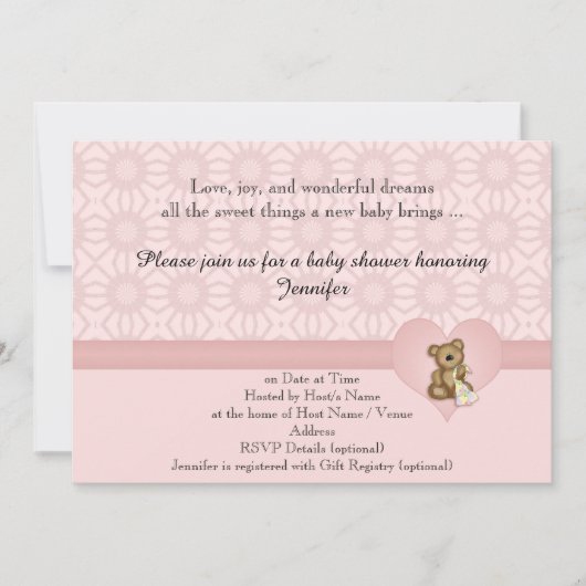Invitation Baby shower des fleurs rétro de l'ours  (Devant)