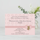 Invitation Baby shower des fleurs rétro de l'ours  (Debout devant)