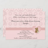 Invitation Baby shower des fleurs rétro de l'ours  (Devant / Derrière)