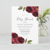 Invitation Baby shower des fleurs rouges bordeaux neutres (Debout devant)
