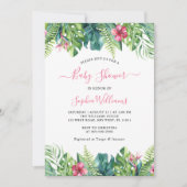 Invitation Baby shower des fleurs tropicales (Devant)