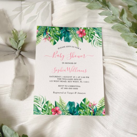 Invitation Baby shower des fleurs tropicales