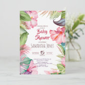 Invitation Baby shower des fleurs tropicales (Debout devant)
