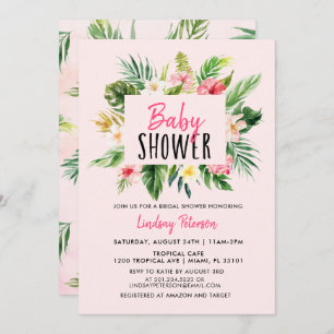 Invitation Baby shower des fleurs tropicales