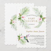 Invitation Baby shower des fleurs tropicales des colibris mig (Devant / Derrière)