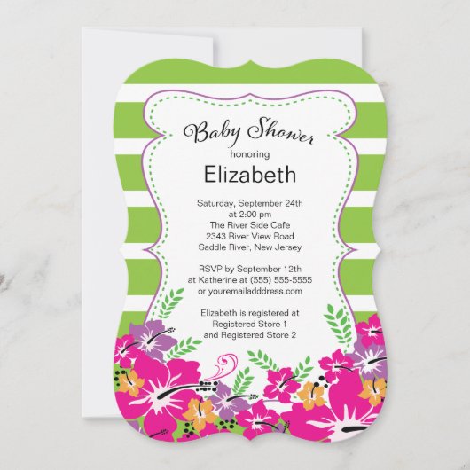Invitation Baby shower des fleurs tropicales modernes d'Hibis (Devant)