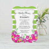 Invitation Baby shower des fleurs tropicales modernes d'Hibis (Debout devant)