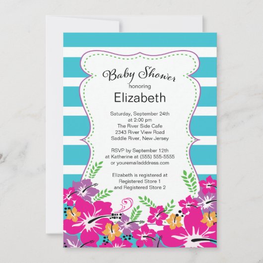 Invitation Baby shower des fleurs tropicales modernes d'Hibis (Devant)