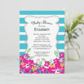 Invitation Baby shower des fleurs tropicales modernes d'Hibis (Debout devant)