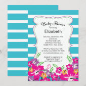 Invitation Baby shower des fleurs tropicales modernes d'Hibis (Devant / Derrière)