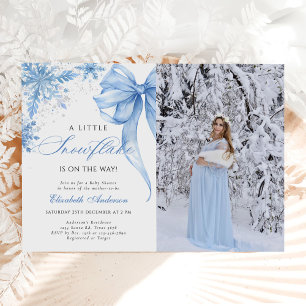 Invitation Baby shower des flocons de neige Blue Winter