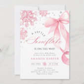 Invitation Baby shower des flocons de neige de Bow rose d'hiv (Devant)