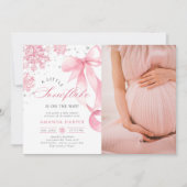 Invitation Baby shower des flocons de neige de Bow Rose Winte (Devant)