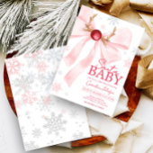 Invitation Baby shower des flocons de neige de Noël de Bow ro