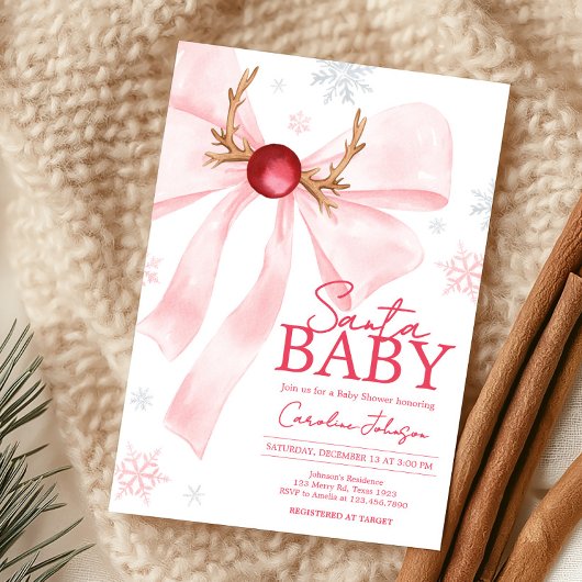 Invitation Baby shower des flocons de neige de Noël de Bow ro