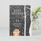 Invitation Baby shower des flocons de neige des bois d'hiver (Debout devant)