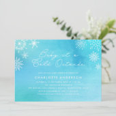 Invitation Baby shower des flocons d'eau bleu (Debout devant)