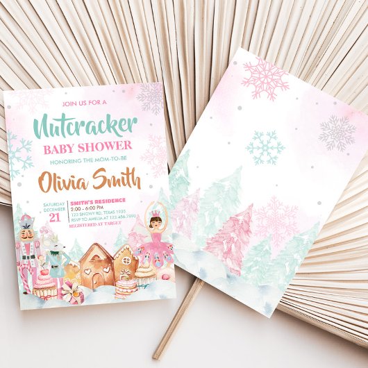 Invitation Baby shower des flocons d'hiver de Nutcracker