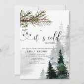 Invitation Baby shower des forêts d'hiver de l'aquarelle (Devant)