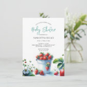 Invitation Baby shower des fraises d'été (Debout devant)