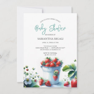 Invitation Baby shower des fraises d'été
