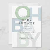 Invitation Baby shower des garçons bleu vert joyeux (Devant)