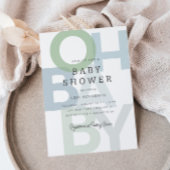 Invitation Baby shower des garçons bleu vert joyeux